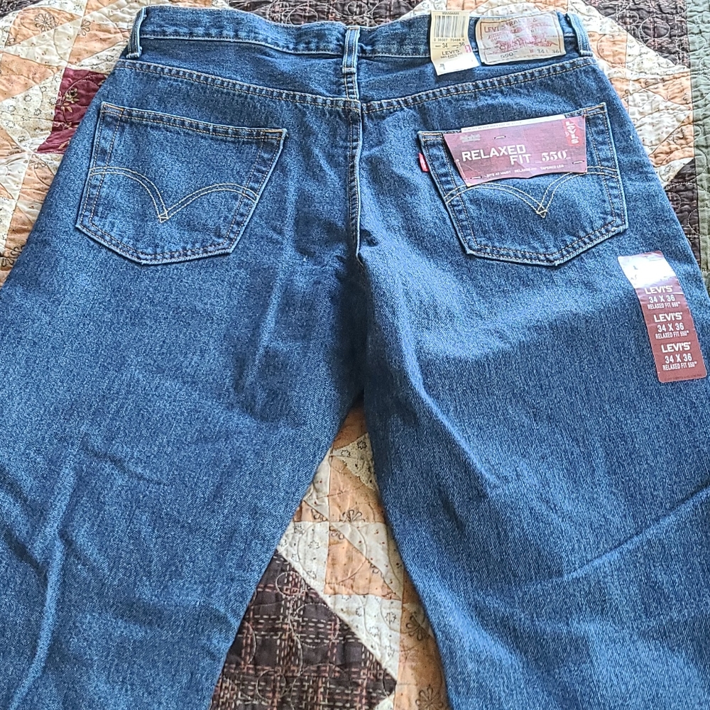 NEW! MENS 34x36 LEVIS 550 blue DENIM JEANS relaxed